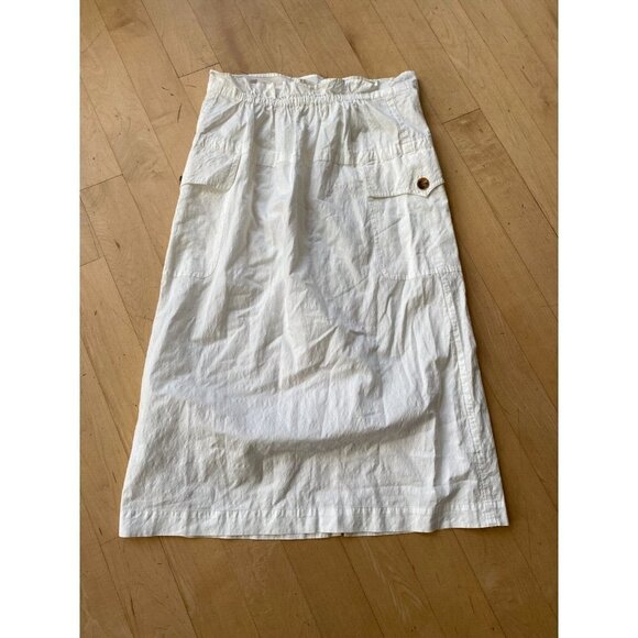 𝅺ALC Bnwot White "Cecilla" Cargo Skirt Linen Blend Sz 0 Front Slit Drawstring - Picture 5 of 5